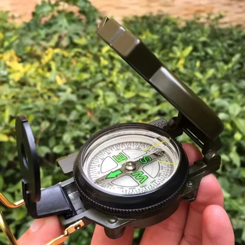 Compass Lensatic - เข็มทิศกันน้ำสำหรับมืออาชีพ โครงสร้างโลหะ เลนส์พับได้ เข็มทิศสำหรับกิจกรรมกลางแจ้ง ดีไซน์พกพาแบบเลนส์ติก เหมาะสำหรับการตั้งแคมป์