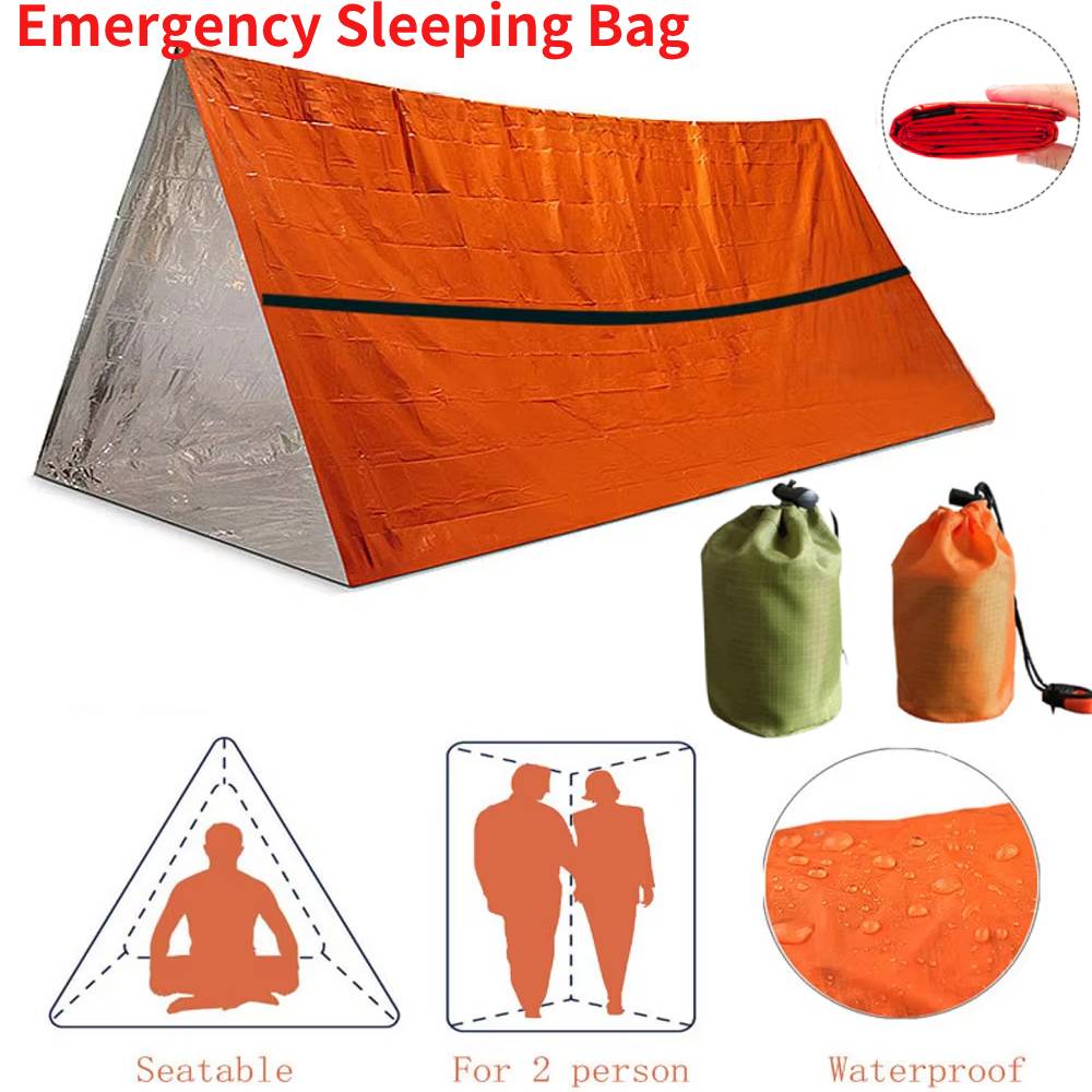 Emergency Mylar Tent - แบบพกพากันน้ําฉุกเฉิน Survival Sleeping Bag กลางแจ้ง Edc