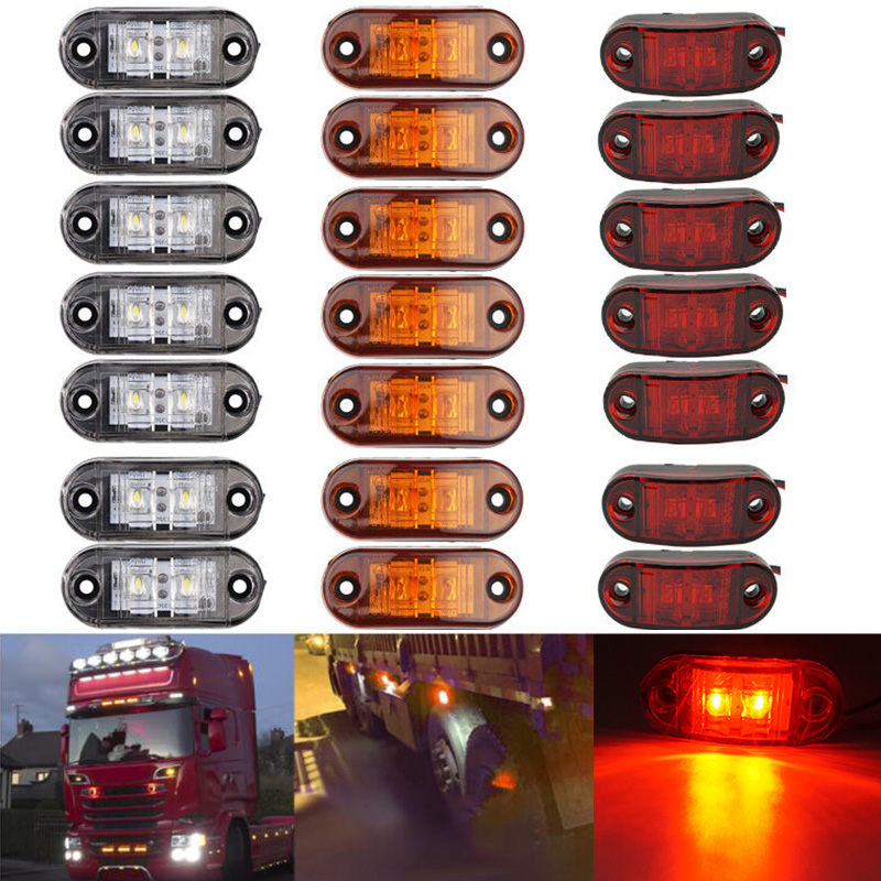 Signal Panel Orange - 10PCS ไฟเตือน LEDs ไดโอดรถพ่วงรถบรรทุกสีเหลืองสีส้มสีขาวสีแดง LED Side