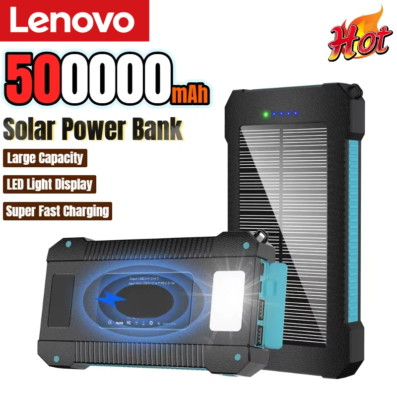 เลอโนโว 500000mAh พาวเวอร์แบงค - Solar Emergency Charger บทวิจารณ์และราคา